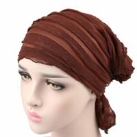 Moslim stapelen GLB chiffon fold tulband GLB chemotherapie GLB (koffie)