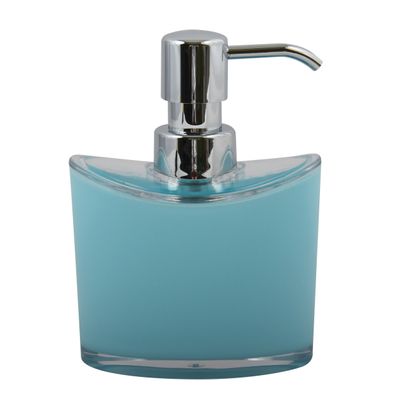 Zeeppompje/zeepdispenser Aveiro - PS kunststof - lichtblauw/zilver - 11 x 14 cm - 260 ml