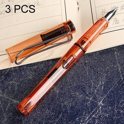 3 PC's School Office Extra fijn Titanium legering Nib transparante zuiger Vulpen (duidelijk oranje) willekeurige levering (0.5mm/0.38mm Nib)