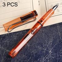 3 PC's School Office Extra fijn Titanium legering Nib transparante zuiger Vulpen (duidelijk oranje) willekeurige levering (0.5mm/0.38mm Nib)