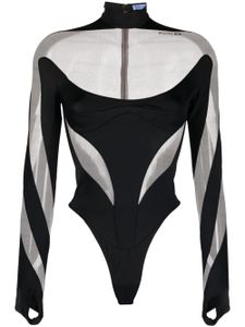 Mugler body à empiècements en tulle illusion - Noir