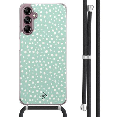 Samsung Galaxy A14 hoesje met koord - Mint dots Samsung Galaxy A14 hoesje met koord - Mint dots