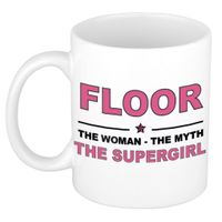 Naam cadeau mok/ beker Floor The woman, The myth the supergirl 300 ml   -