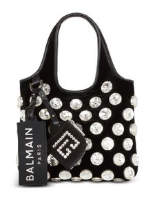 Balmain sac cabas à ornements en cristal - Noir