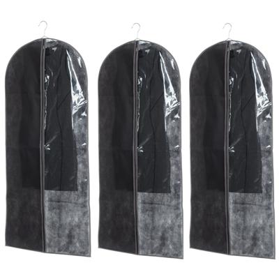 5Five Kleding/beschermhoes - Set van 5x stuks - pp kunststof - met venster - zwart - 135 x 60 cm - K