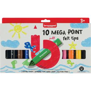 Bruynzeel Kids viltstiften Mega Point, blister van 10 geassorteerde kleuren