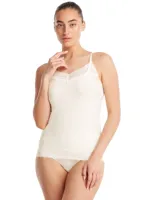 31912 Secrets dames hemd kant - Spaghetti bandjes - Kanten Naadloos dames hemd microfiber - lingerie top - XL - Creme - Top - Singlet - XL - XL -