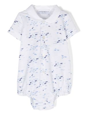 Emporio Armani Kids body en coton à motif poisson - Blanc