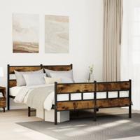 Bedframe zonder matras metaal gerookt eikenkleurig 140x190 cm