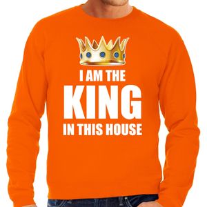 Woningsdag Im the king in this house sweater / trui voor thuisblijvers tijdens Koningsdag oranje heren 2XL  -