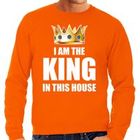 Woningsdag Im the king in this house sweater / trui voor thuisblijvers tijdens Koningsdag oranje heren 2XL  -
