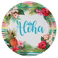 Santex Aloha feest wegwerpbordjes - 10x stuks - 23 cm - Hawaii/tropical themafeest   - - thumbnail