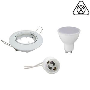 LED Spot Set - Aigi - GU10 Fitting - Inbouw Rond - Glans Wit - 6W - Helder/Koud Wit 6400K - Kantelbaar Ø82mm