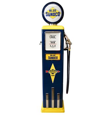 Blue Sunoco 8 Ball Deluxe Elektrische Benzinepomp Met Voet - Blauw & Geel - Reproductie