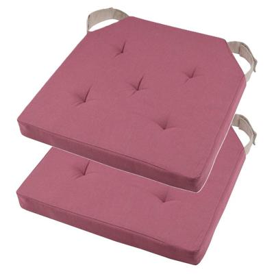 Stof Textile stoelkussen DUO - 2x - roze - 38 x 38 x 4 cm - klittenband sluiting