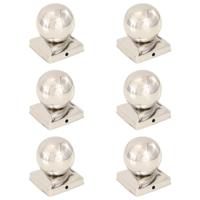 VidaXL Paalkappen 6 st bol 91x91 mm roestvrij staal