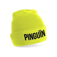 Pinguin muts unisex one size - geel