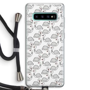 Zwanen: Samsung Galaxy S10 Plus Transparant Hoesje met koord