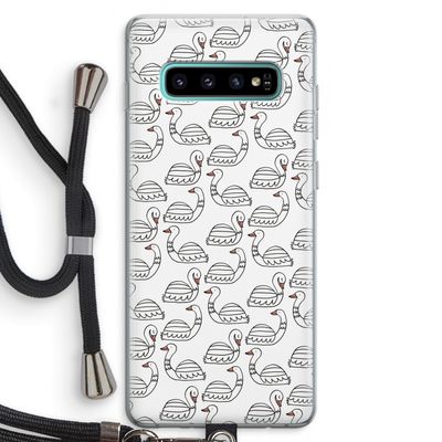 Zwanen: Samsung Galaxy S10 Plus Transparant Hoesje met koord