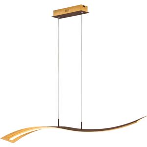 LED Hanglamp - Trion Salerna - 35W - Warm Wit 3000K - Dimbaar - Rechthoek - Mat Goud - Aluminium