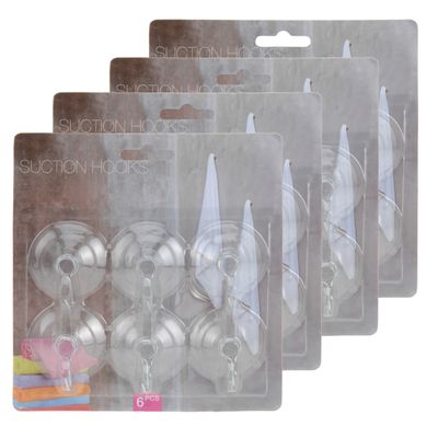 Zuignaphaakjes/ophanghaakjes - 24 stuks - transparant - kunststof