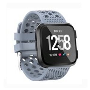 Siliconen Bandje Geventileerd Fitbit Versa 1 / 2 & Lite - Grijsblauw