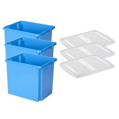 Sunware 3x opslagboxen - kunststof - 45 liter - blauw - 45 x 36 x 36 cm - met deksel - kisten Sunware 3x opslagboxen - kunststof - 45 liter - blauw - 45 x 36 x 36 cm - met deksel - kisten