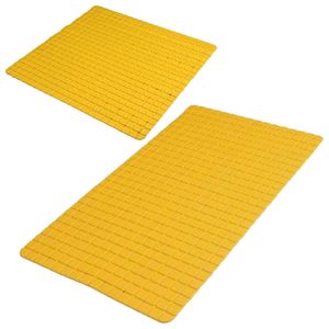 Urban Living Douche/badkamer anti-slip matten set - 2x stuks - rubber - okergeel