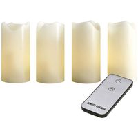 X4-LIFE 701973 LED-kaars met echte was Set van 4 stuks Afstandsbediening