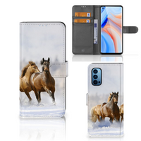 OPPO Reno 4 Pro 5G Telefoonhoesje met Pasjes Paarden - thumbnail