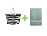 Bo Weevil Strandtas + badlaken (100x180 cm) - mineraalgroen