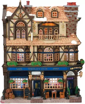 Lemax wesley pub verlichte facade 2004