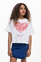 T-shirt met korte mouwen en hart - WHITE - 13/14
