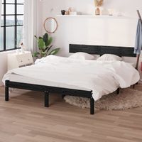 Bedframe massief grenenhout zwart 135x190 cm UK Double