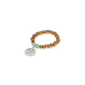 Edelsteen Armband Groene Aventurijn/ Hout Mala met OHM