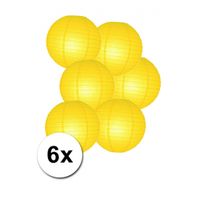 6 gele lampionnen van papier 25 cm   -