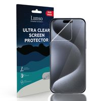 Lunso - iPhone 15 Pro - Duo Pack (2 stuks) Beschermfolie - Full Cover Screen protector