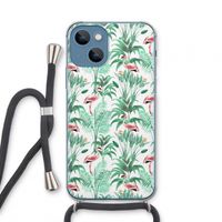 Flamingo bladeren: iPhone 13 mini Transparant Hoesje met koord