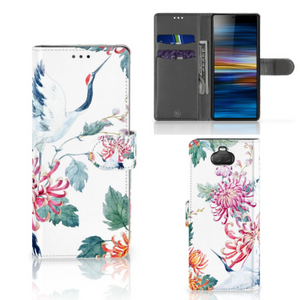 Sony Xperia 10 Telefoonhoesje met Pasjes Bird Flowers