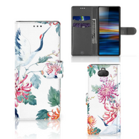 Sony Xperia 10 Telefoonhoesje met Pasjes Bird Flowers