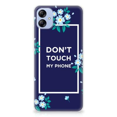 Samsung Galaxy A04e Silicone-hoesje Flowers Blue DTMP Samsung Galaxy A04e Silicone-hoesje Flowers Blue DTMP