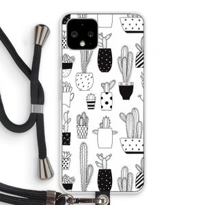 Cactusmotief: Pixel 4 Transparant Hoesje met koord