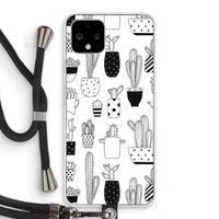 Cactusmotief: Pixel 4 Transparant Hoesje met koord
