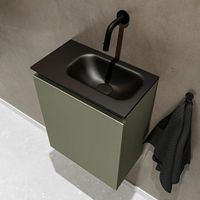 MONDIAZ TURE Fonteinset - 40x23x50cm - 0 kraangaten - 1 deur - army mat - Wasbak rechts - Solid Surface Zwart FK75341481 - thumbnail