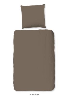Pure Dekbedovertrek "uni dessin" - Taupe - (135x200 cm) - Microfiber Pure Dekbedovertrek "uni dessin" - Taupe - (135x200 cm) - Microfiber