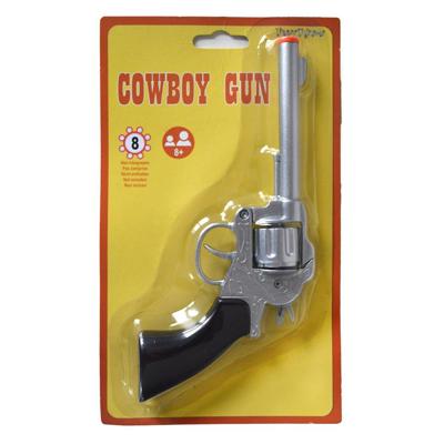 Funny Fashion verkleed speelgoed revolver/pistool - metaal - 8 schots - Plaffertjes pistolen - wapen