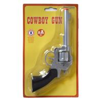 Funny Fashion verkleed speelgoed revolver/pistool - metaal - 8 schots - Plaffertjes pistolen - wapen