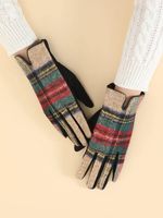 Women Christmas Plaid Imitation Cashmere Gloves