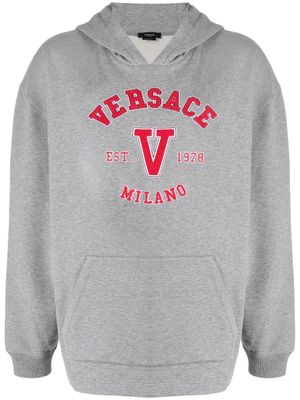 Versace hoodie à logo appliqué - Gris