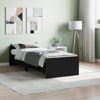 Bedframe bewerkt hout zwart 75x190 cm - thumbnail